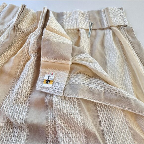 Vintage 80s pleated curtain, cream, tan, striped Riverdale fabric, per panel - Picture 6 of 10